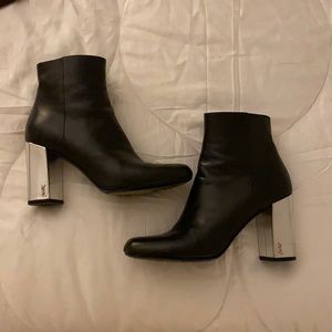YSL black boots/ silver heel